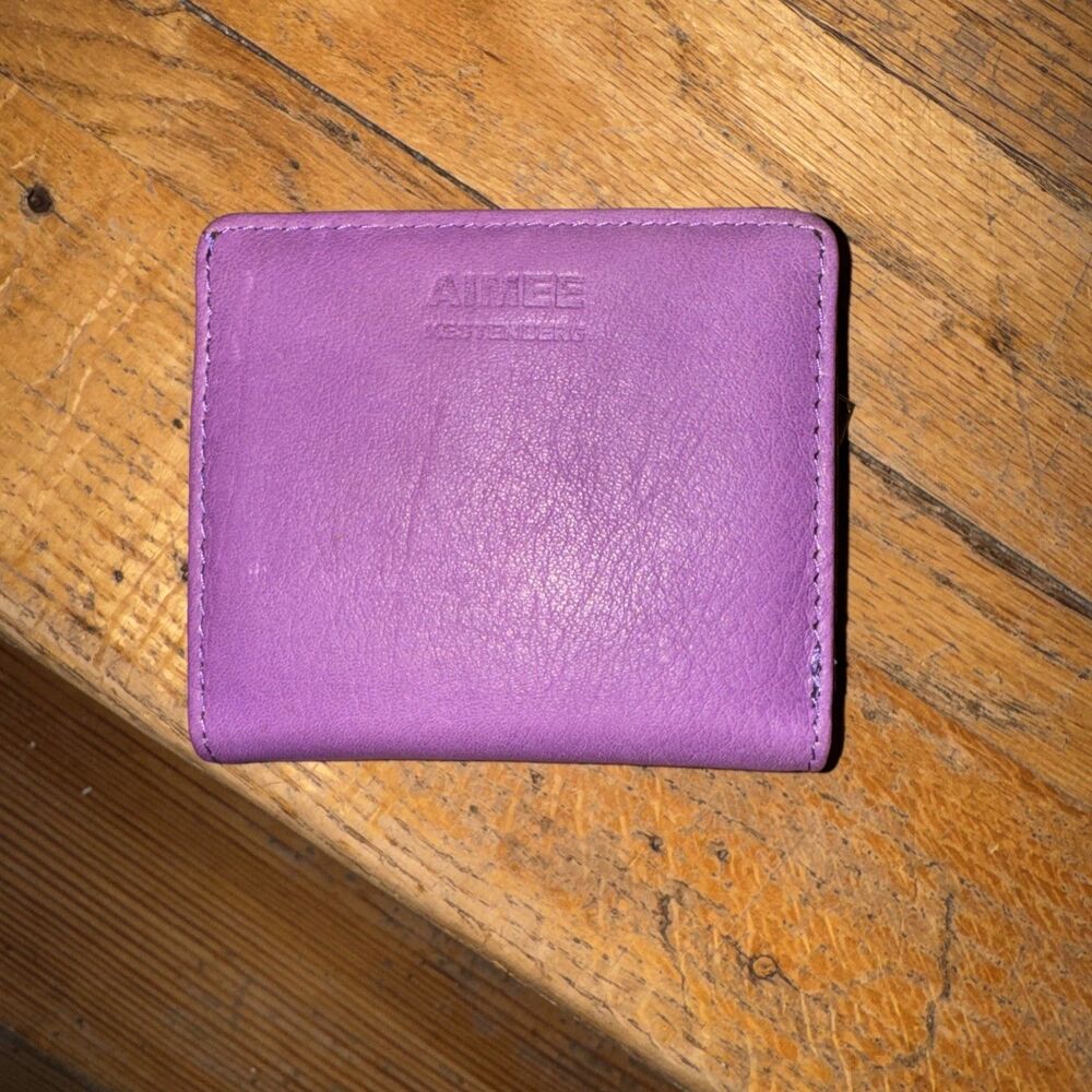 Aimee Kestenberg Purple Iris Bifold Wallet Solid Folding Snap Zip Credit Card
